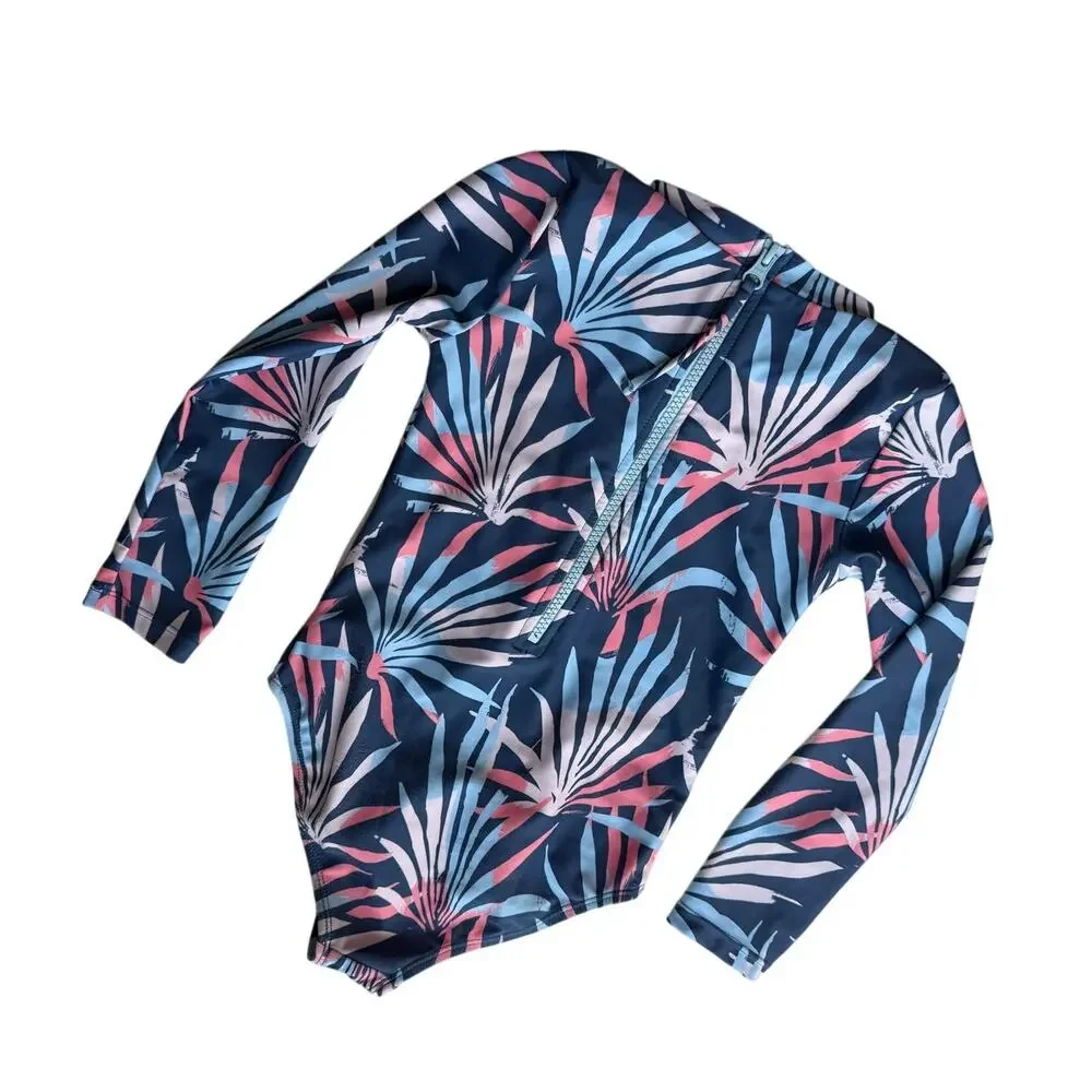 FEATHER 4 ARROW Girls Long Sleeve One-Piece Swimsuit Palm Daze Size 4T